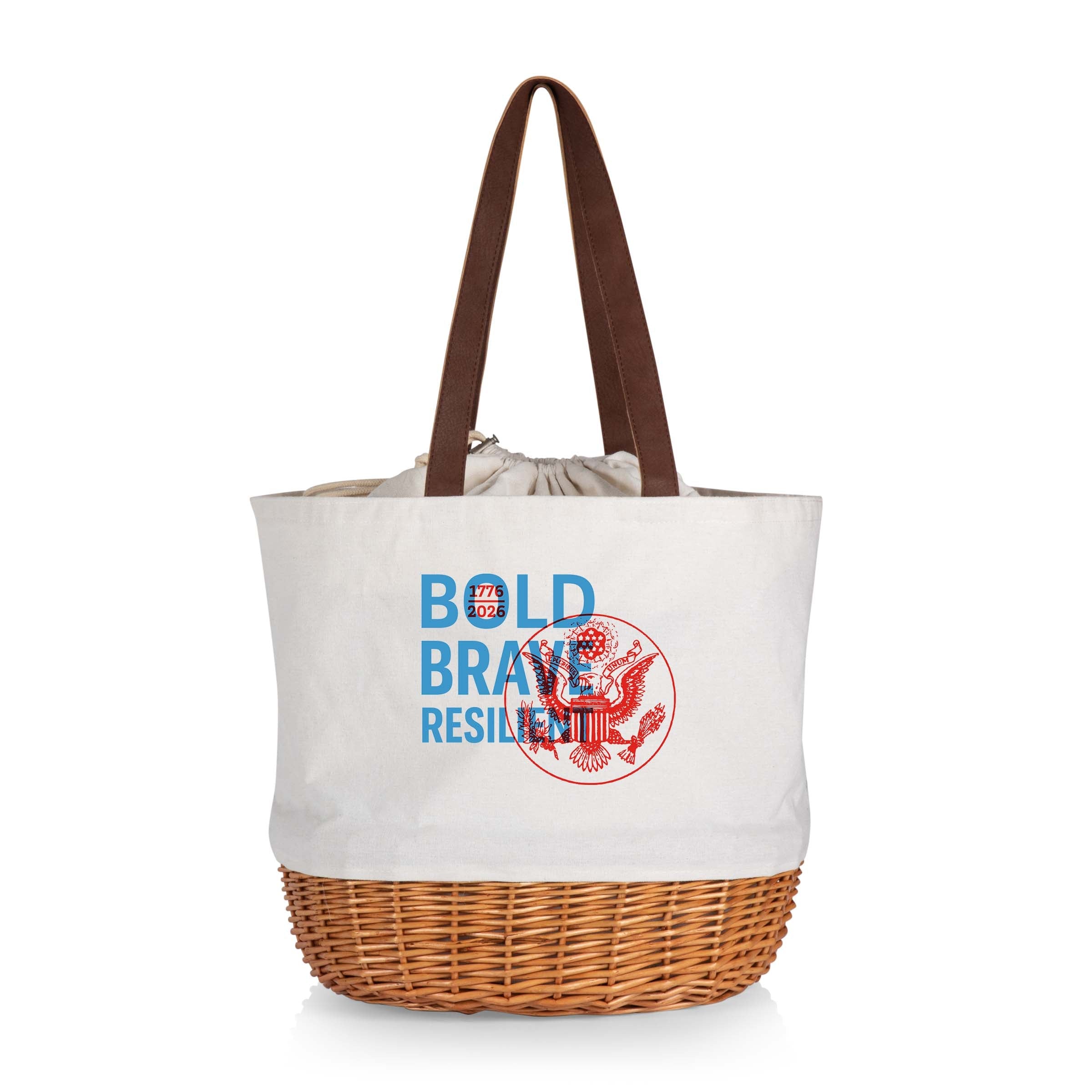 America250 Bold, Brave, Resilient - Coronado Canvas and Willow Basket Tote