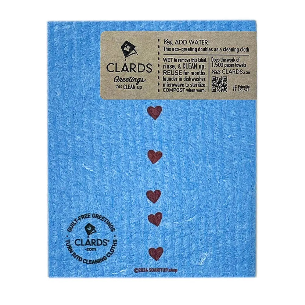 You Are Here Heart—Greeting Card Turns Into a Swedish Sponge Cloth | Soak iT Up Clard®