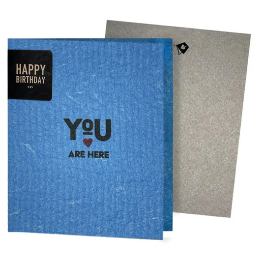 You Are Here Heart—Greeting Card Turns Into a Swedish Sponge Cloth | Soak iT Up Clard®
