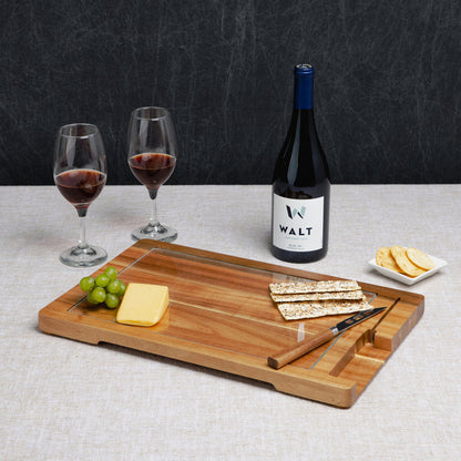 Ventana Tempered Glass and Acacia Cheese Board and Knife Set
