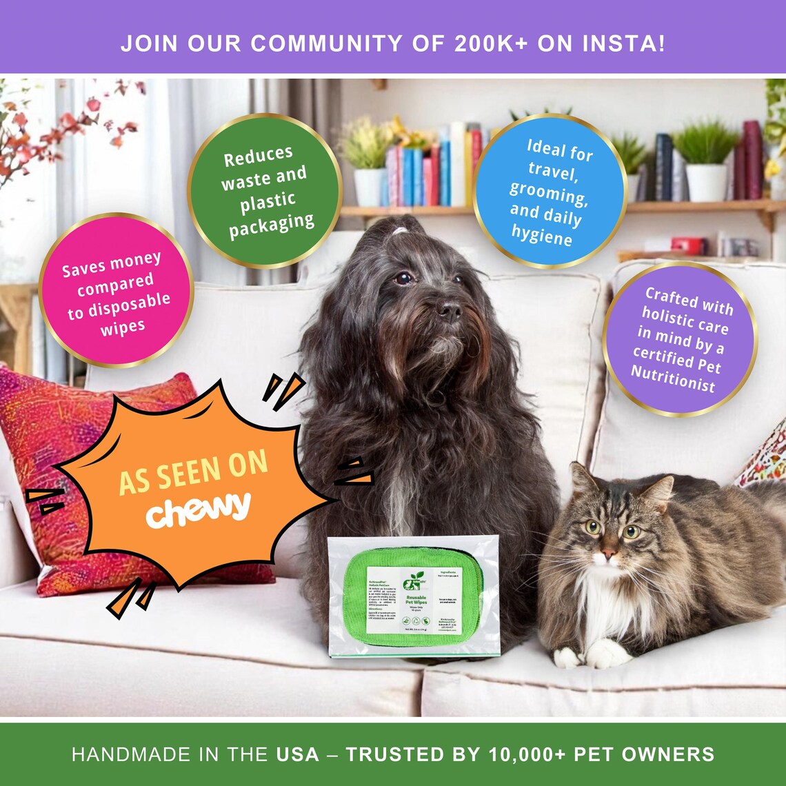 4-ALL PETS REUSABLE PET WIPES *Wipes ONLY*