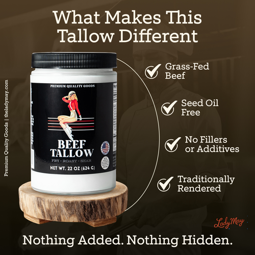 22oz Premium Grass-Fed Beef Tallow | Restaurant-Proven Cooking Fat | Seed Oil-Free
