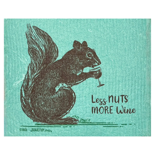 Less Nuts More Wine Squirrel Vintage Etching