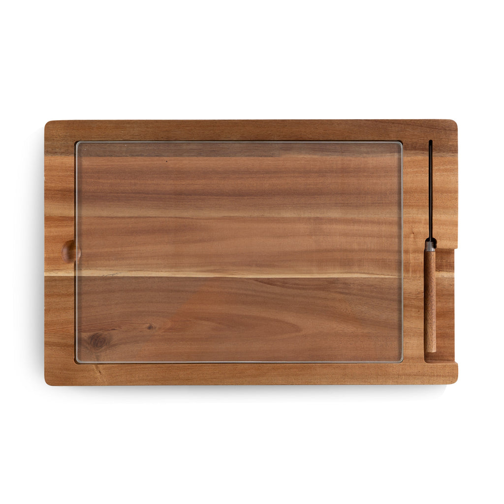 Ventana Tempered Glass and Acacia Cheese Board and Knife Set
