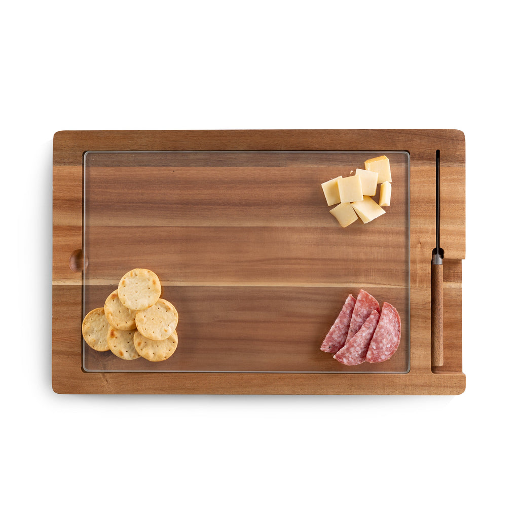 Ventana Tempered Glass and Acacia Cheese Board and Knife Set