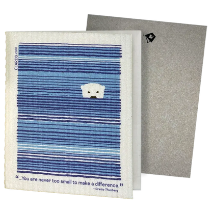 Never Too Small Quote Baby Polar Bear | Eco Greeting Card Turns Into Cleaning Cloths | Soak iT Up Clards
