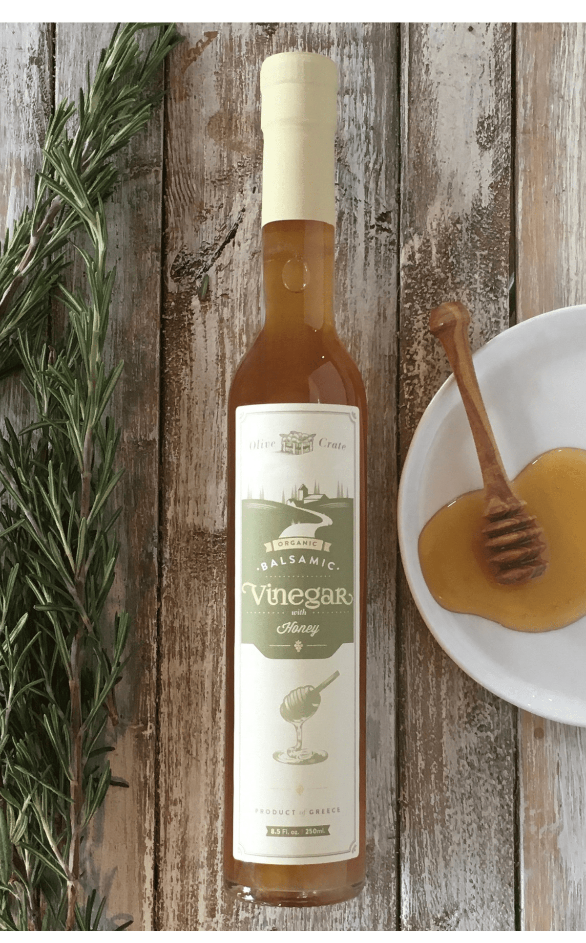 Organic Honey White Balsamic Vinegar | Greek Roditis Grape