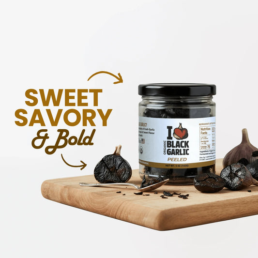 Peeled Black Garlic Cloves in Glass Jar Umami for Cooking and Snacks
