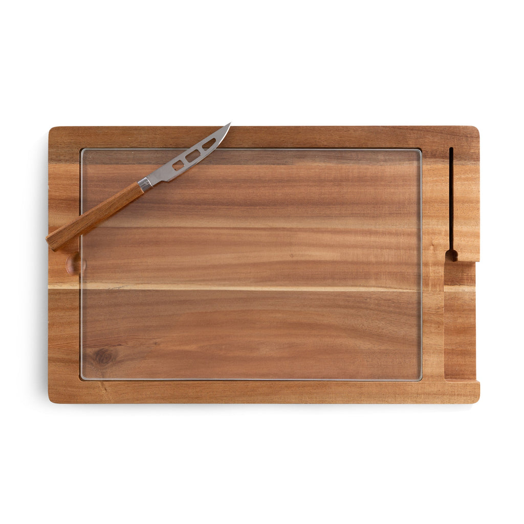 Ventana Tempered Glass and Acacia Cheese Board and Knife Set