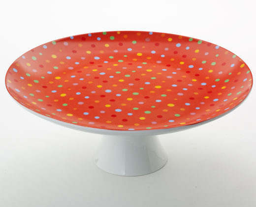 Polka Dot Footed Cake Platter