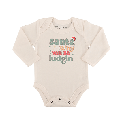 long sleeve graphic bodysuit | why be judgin