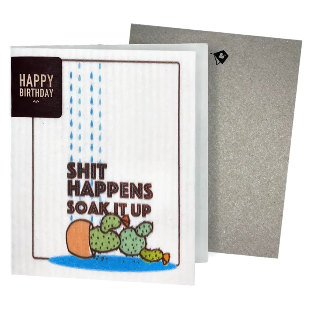 Sh*t Happens Soak iT Up Greeting Card Turns Into a Swedish Sponge Cloth | Soak iT Up Clard®