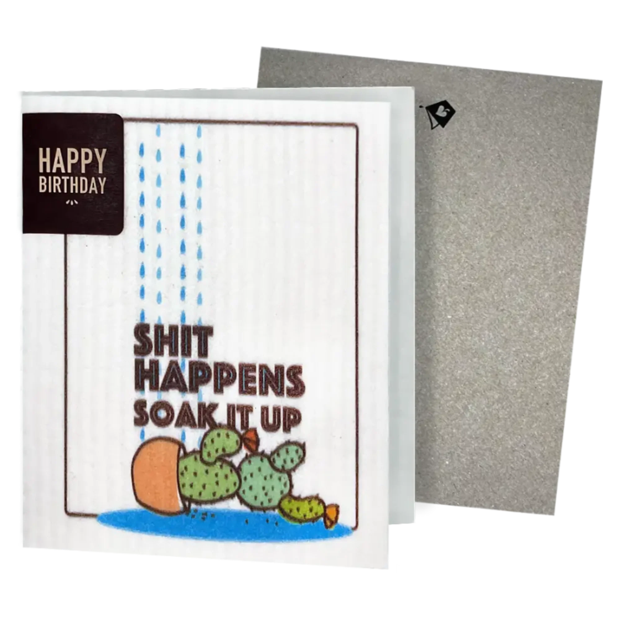 Sh*t Happens Soak iT Up Greeting Card Turns Into a Swedish Sponge Cloth | Soak iT Up Clard®