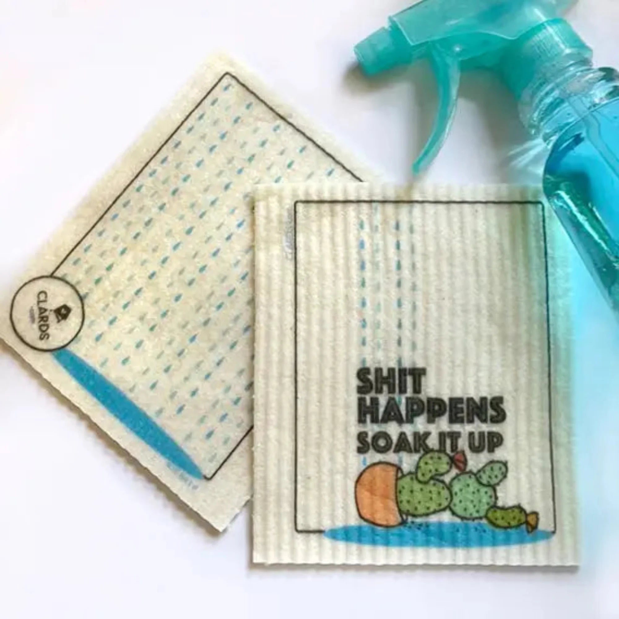 Sh*t Happens Soak iT Up Greeting Card Turns Into a Swedish Sponge Cloth | Soak iT Up Clard®