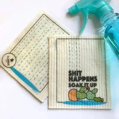 Sh*t Happens Soak iT Up Greeting Card Turns Into a Swedish Sponge Cloth | Soak iT Up Clard®