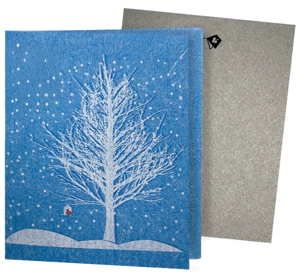 Snowy Red Cardinal – Greeting Turns Into a Swedish Sponge Cloth | Soak iT Up Clard®