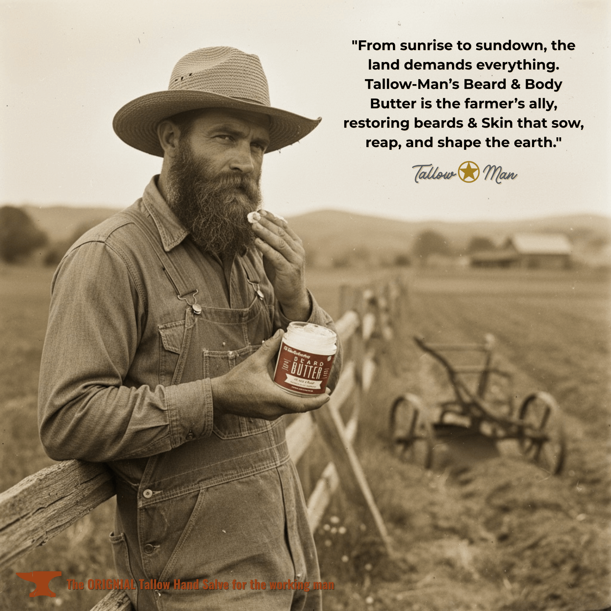 Tallow Man Old Time Barbershop Beard + Body Butter | Men's Grooming | Grass-Fed Tallow | 9oz