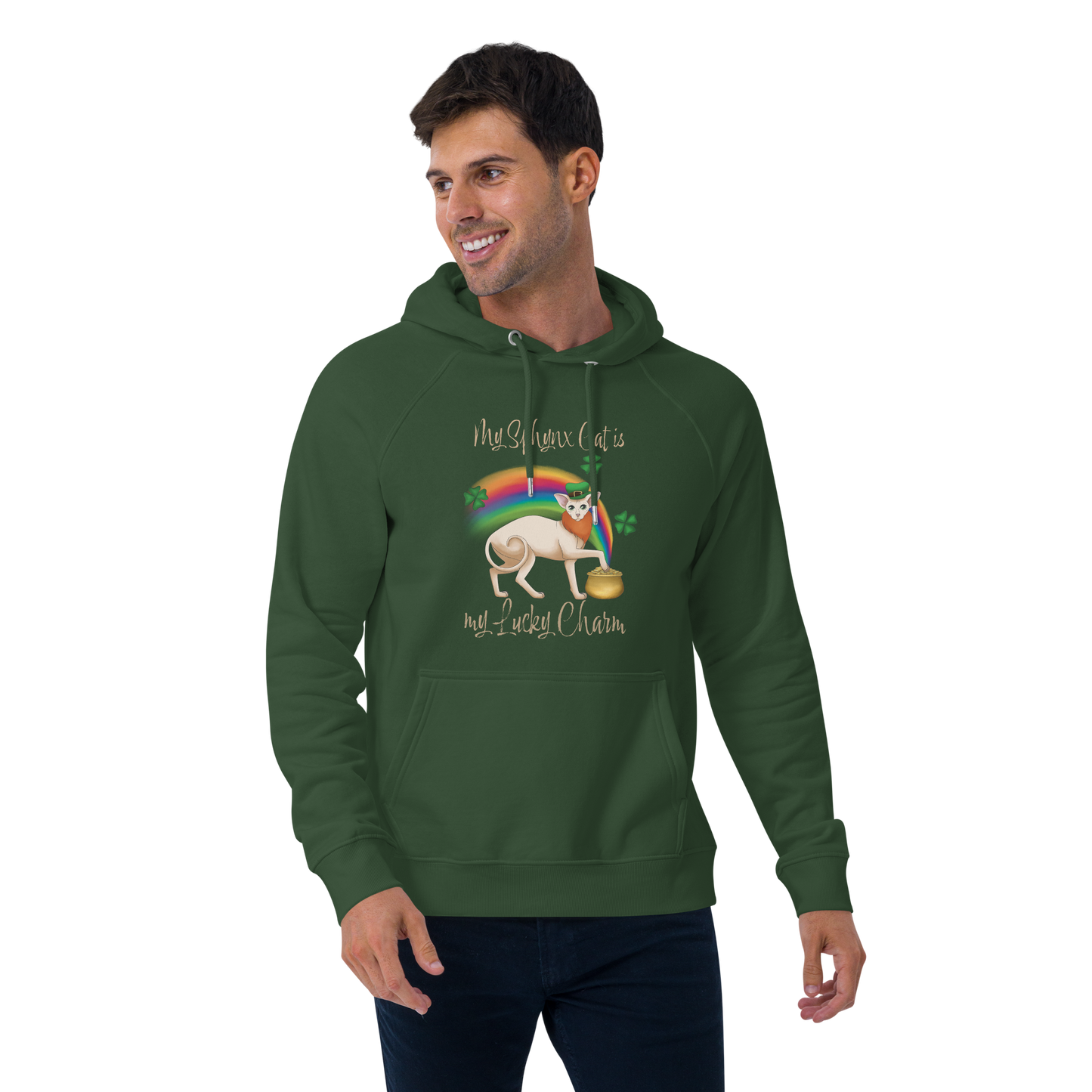 "MY SPHYNX IS MY LUCKY CHARM" UNISEX ECO HOODIE