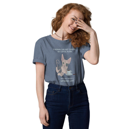 "WOMAN CAN'T SURVIVE ON COFFEE ALONE" WOMAN'S ECO TEE