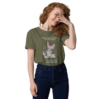 "WOMAN CAN'T SURVIVE ON COFFEE ALONE" WOMAN'S ECO TEE