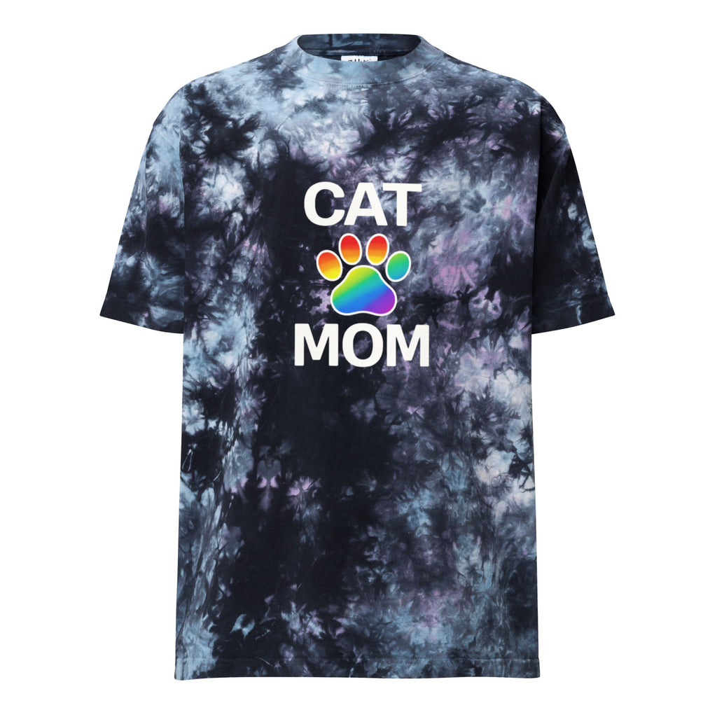 Pride Cat Mom Oversized Tie-dye T-shirt
