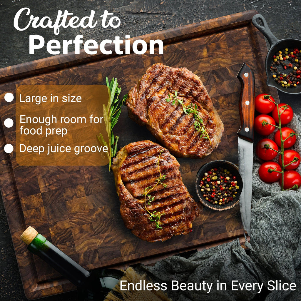 Extra Large Walnut Wood End Grain Butcher Block Cutting Board with Juice Groove