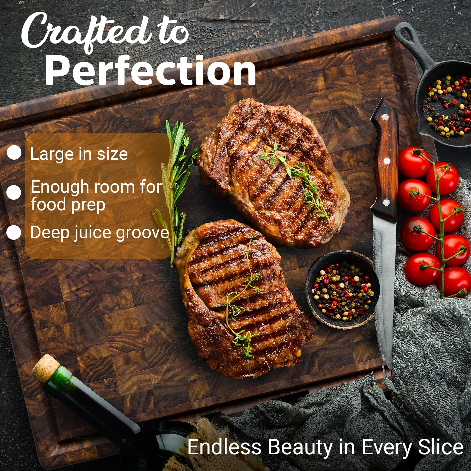 Extra Large Walnut Wood End Grain Butcher Block Cutting Board with Juice Groove