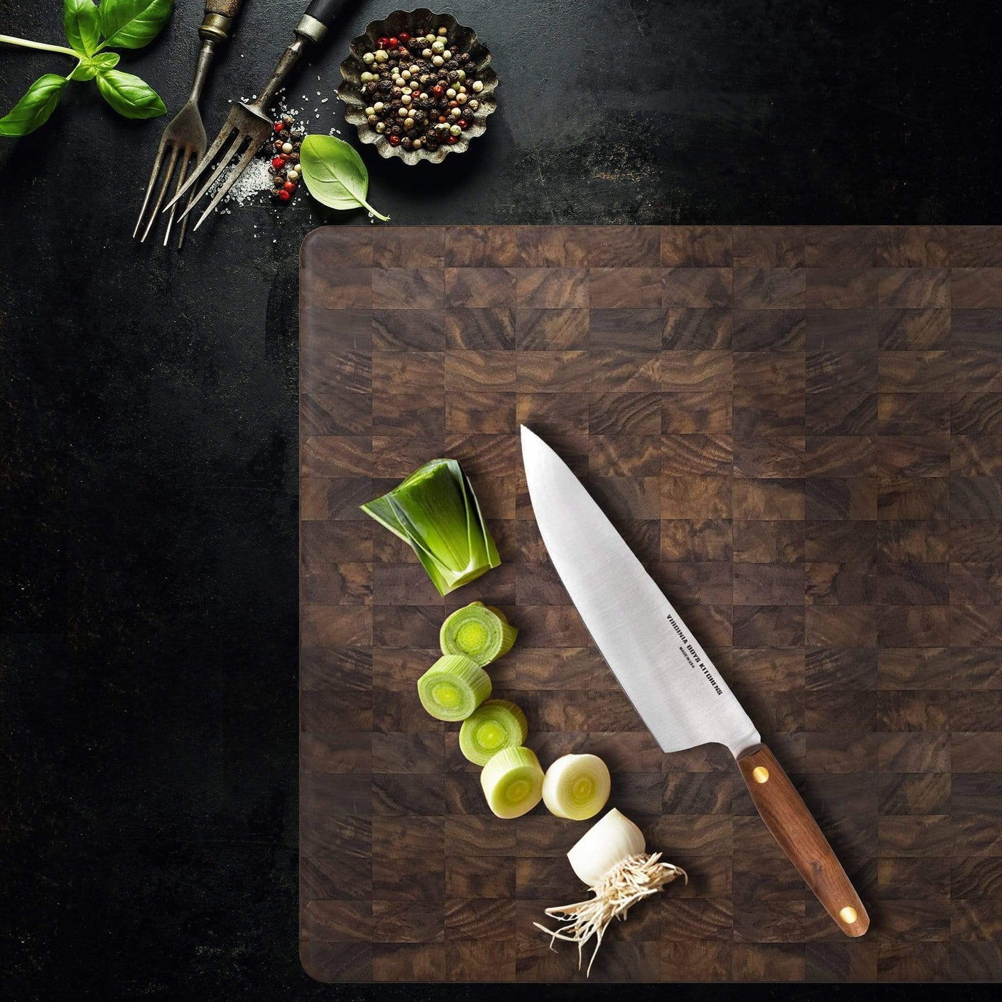 Extra Large Walnut Wood End Grain Butcher Block Cutting Board with Juice Groove