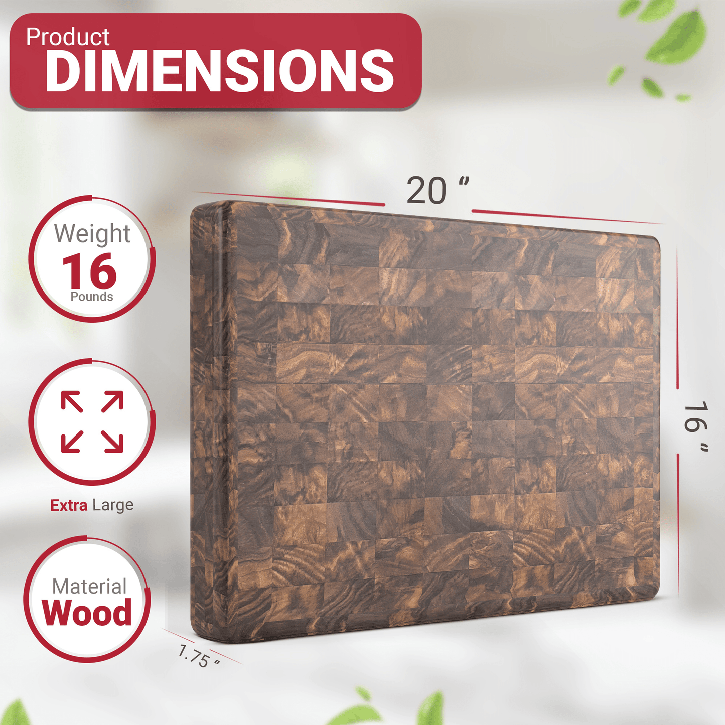 Extra Large Walnut Wood End Grain Butcher Block Cutting Board with Juice Groove