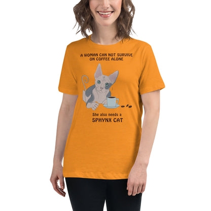 "WOMAN CANT SURVIVE ON COFFEE ALONE" TEE