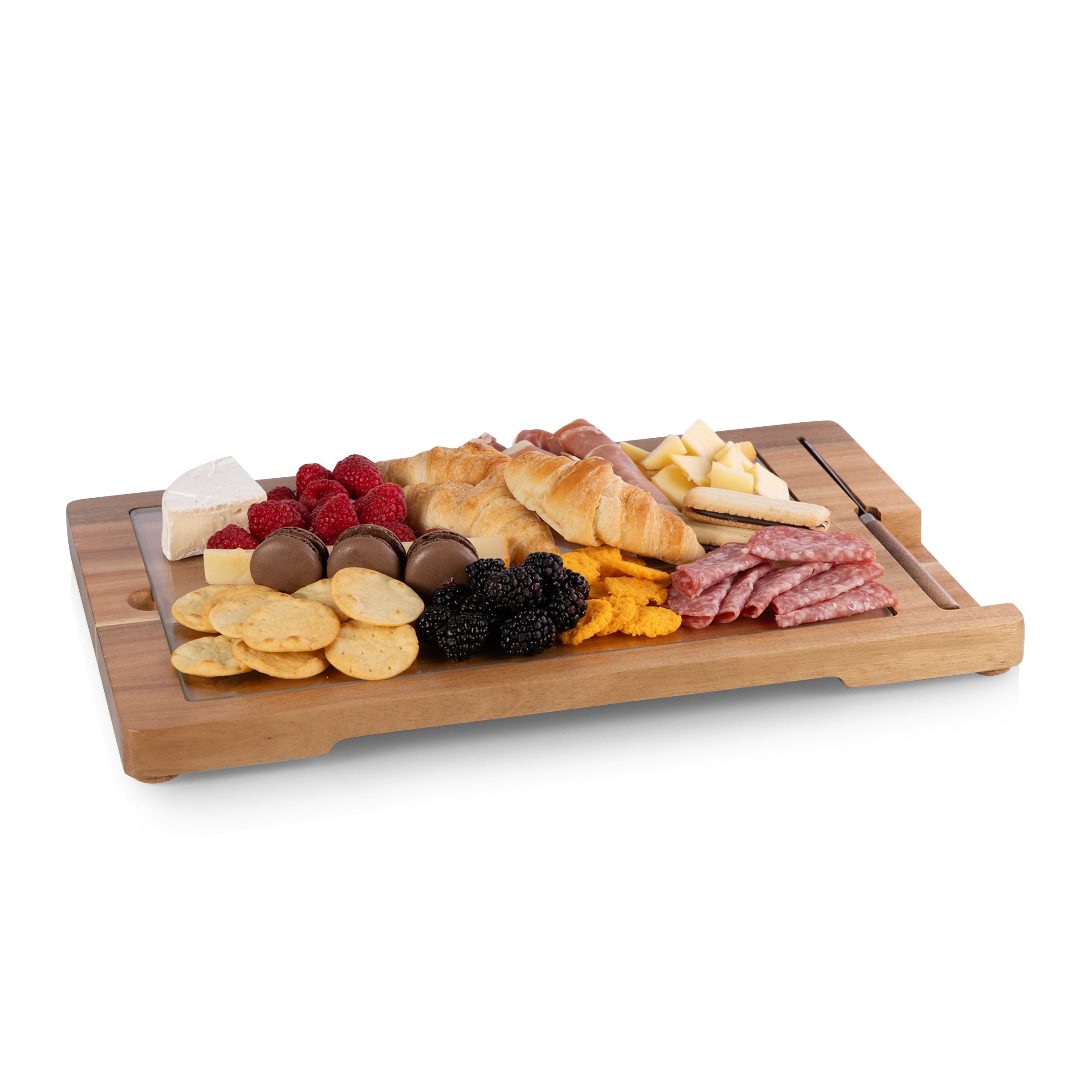 Ventana Tempered Glass and Acacia Cheese Board and Knife Set