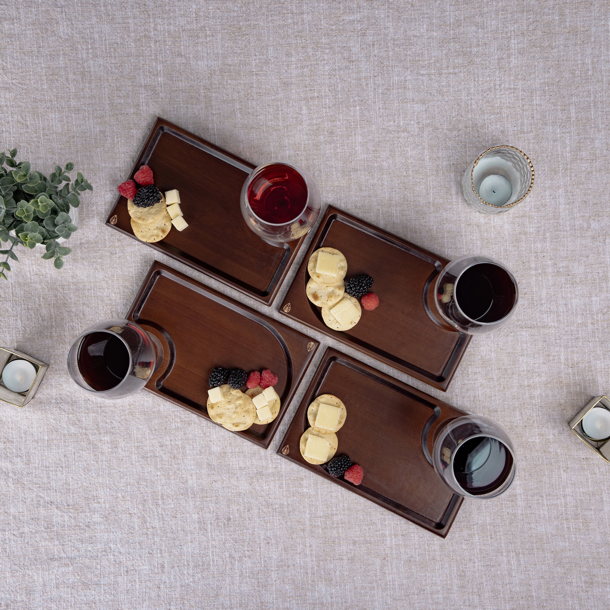 Rectangle Wine Appetizer Plate Set of 4