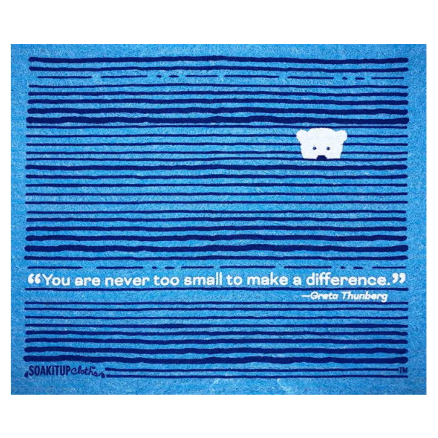 "You are never too small to make difference"—Greta Thunberg polar bear | Eco Swedish Dishcloth Soak iT Up