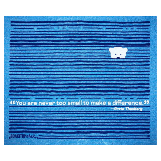 "You are never too small to make difference"—Greta Thunberg polar bear | Eco Swedish Dishcloth Soak iT Up